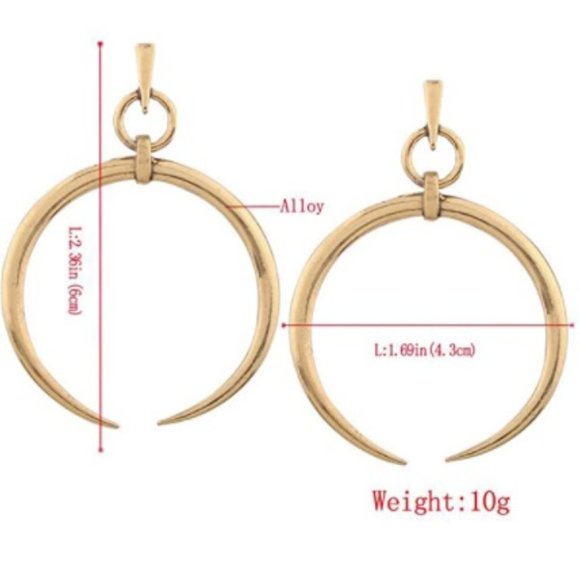 BOGO Crescent Moon Earrings Vintage Silver Gold Dangle Earrings Metal Bull Ring - Picture 7 of 8